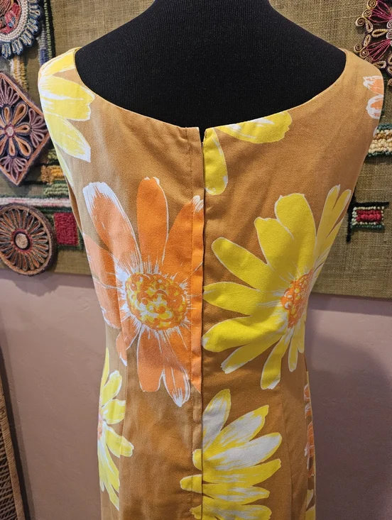 Vintage Handmade Hawaiian Floral Print MCM Wiggle Maxi Dress - Picture 9 of 15